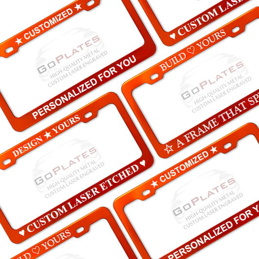 Custom Orange License Plate Frame – Single