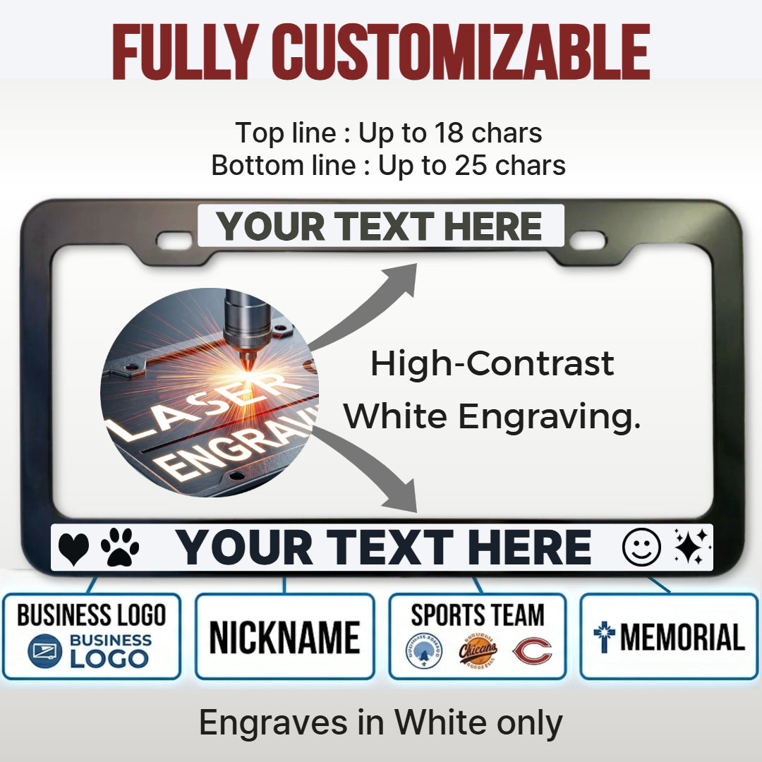 Custom License Plate Frame-Reverse Engraved | Designer Style
