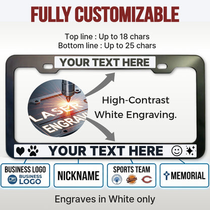 Custom License Plate Frame-Reverse Engraved | Designer Style