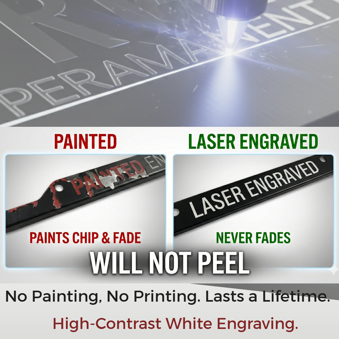 Custom License Plate Frame-Reverse Engraved | Designer Style