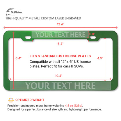 Custom Green License Plate Frame – Single