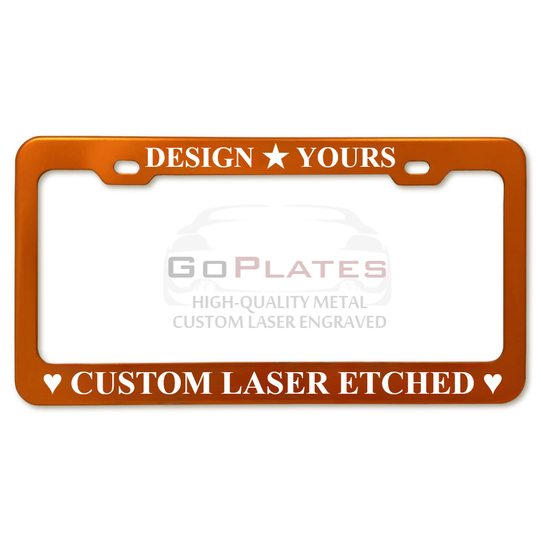 Custom Orange License Plate Frame – Single