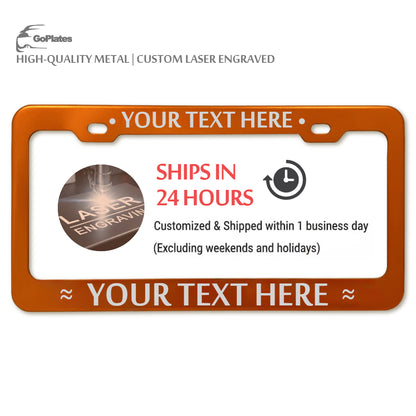 Custom Orange License Plate Frame – Single