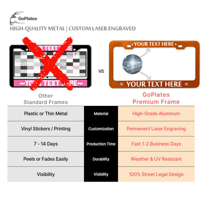 Custom Orange License Plate Frame – Single