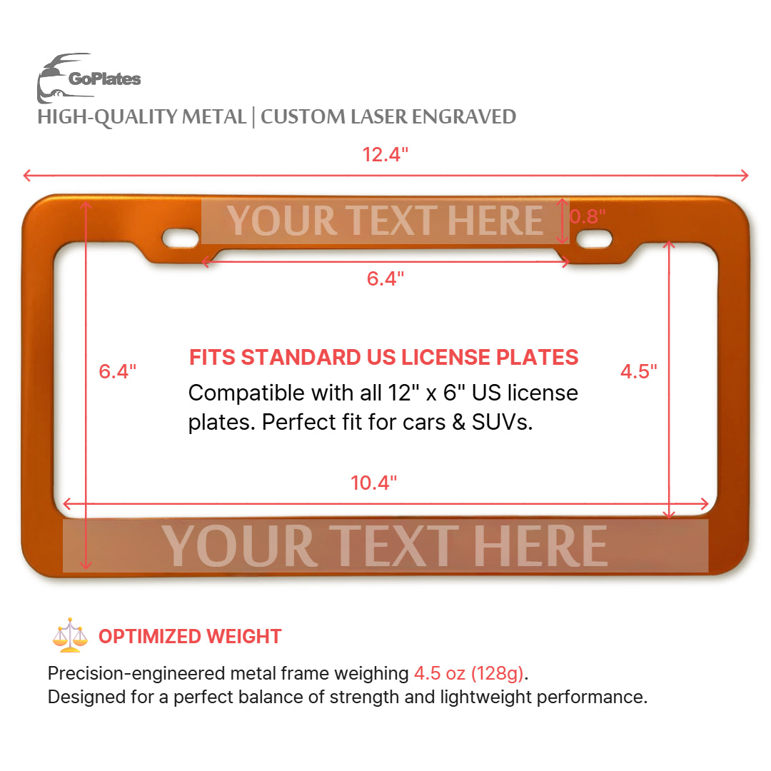 Custom Orange License Plate Frame – Single