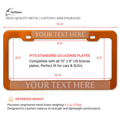 Custom Orange License Plate Frame – Single