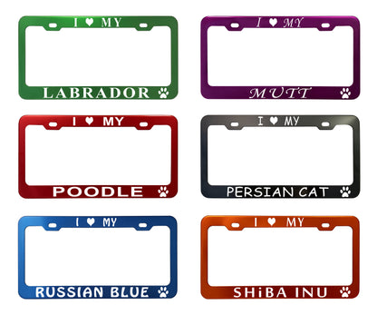 Pet License Plate Frames - Anodized Aluminum